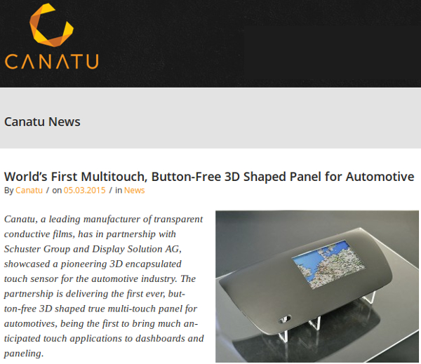 Industrial Monitor - Erstes schalterloses 3D-geformtes Multitouch-Panel für Automobilhersteller Ein Screenshot eines Gerätes