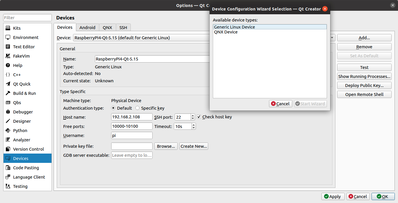 Software embarcado Raspberry Pi - Configurar Qt Creator no Ubuntu 20 LTS para Cross-Compile uma captura de tela de um computador