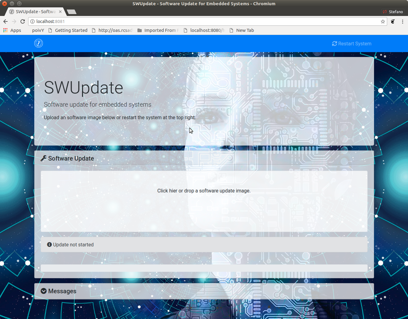 SWUpdate के लिए वेब ब्राउज़र जीयूआई