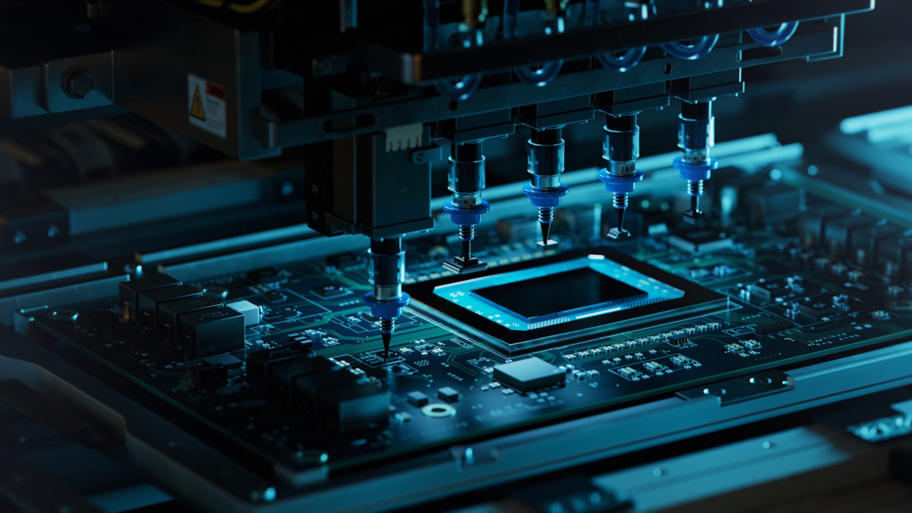 Carrier Board Ontwerp een machine met blauwe schroeven op een printplaat