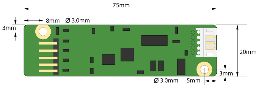 IX5000-PCB-5W-C een groen rechthoekig object met zwarte vierkantjes
