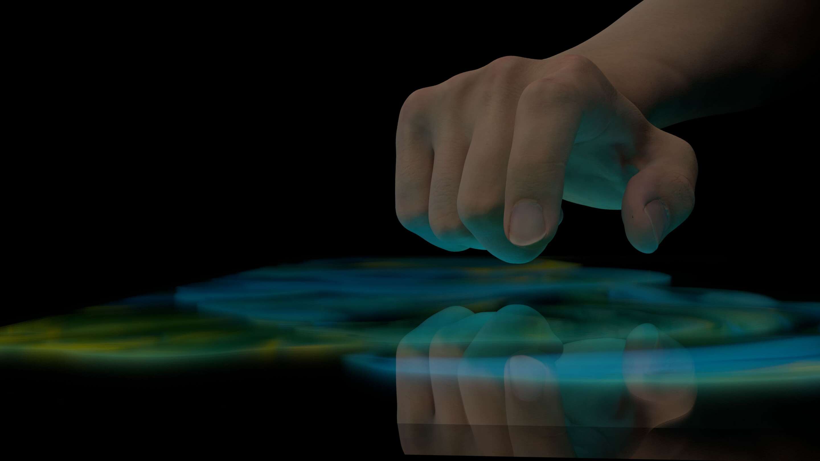 Design - Lassen Sie sich von uns mit einer Nahaufnahme einer Hand beeindrucken, die einen Touchscreen berührt