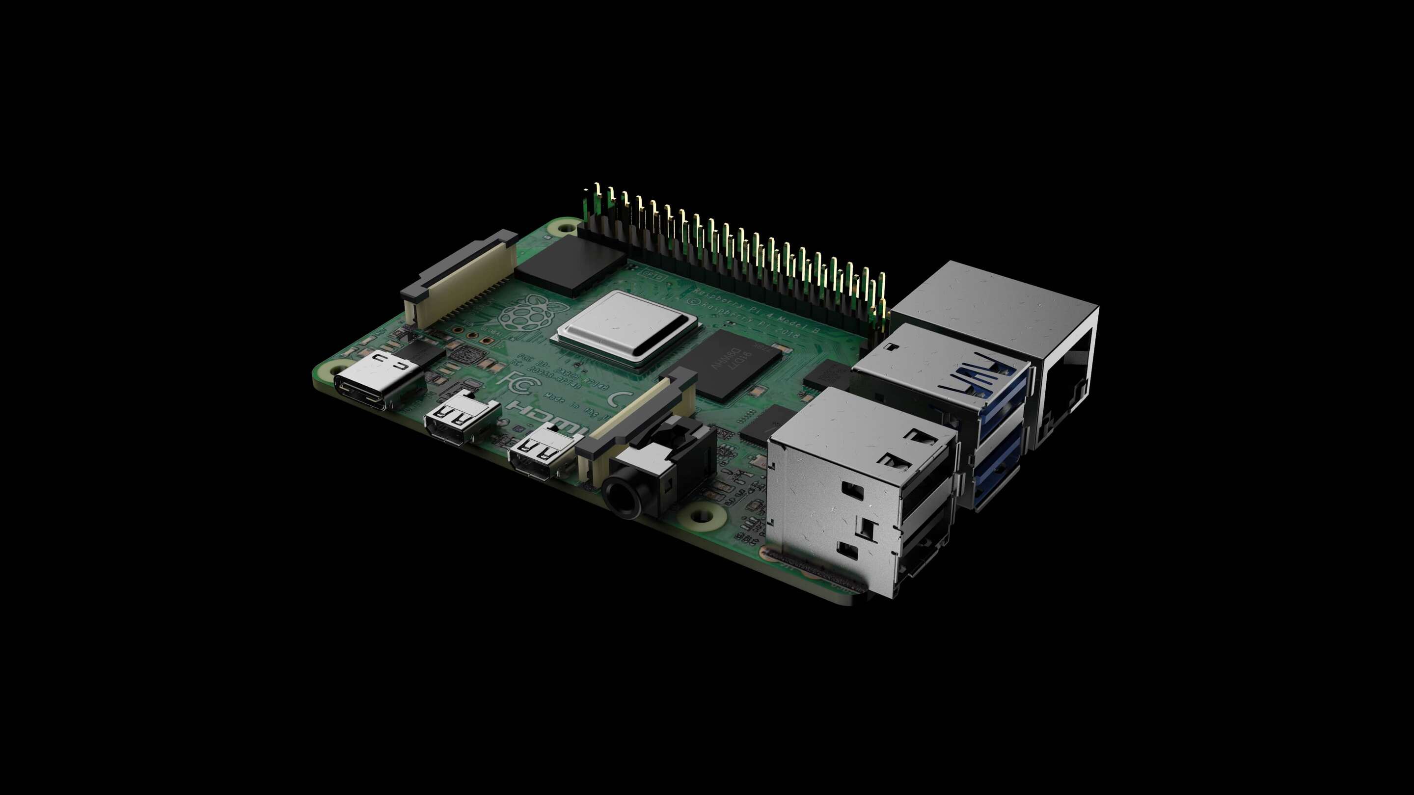 Vstavaný softvér Raspberry Pi - Raspberry Pi Monitor (čierny) detailný záber dosky s plošnými spojmi