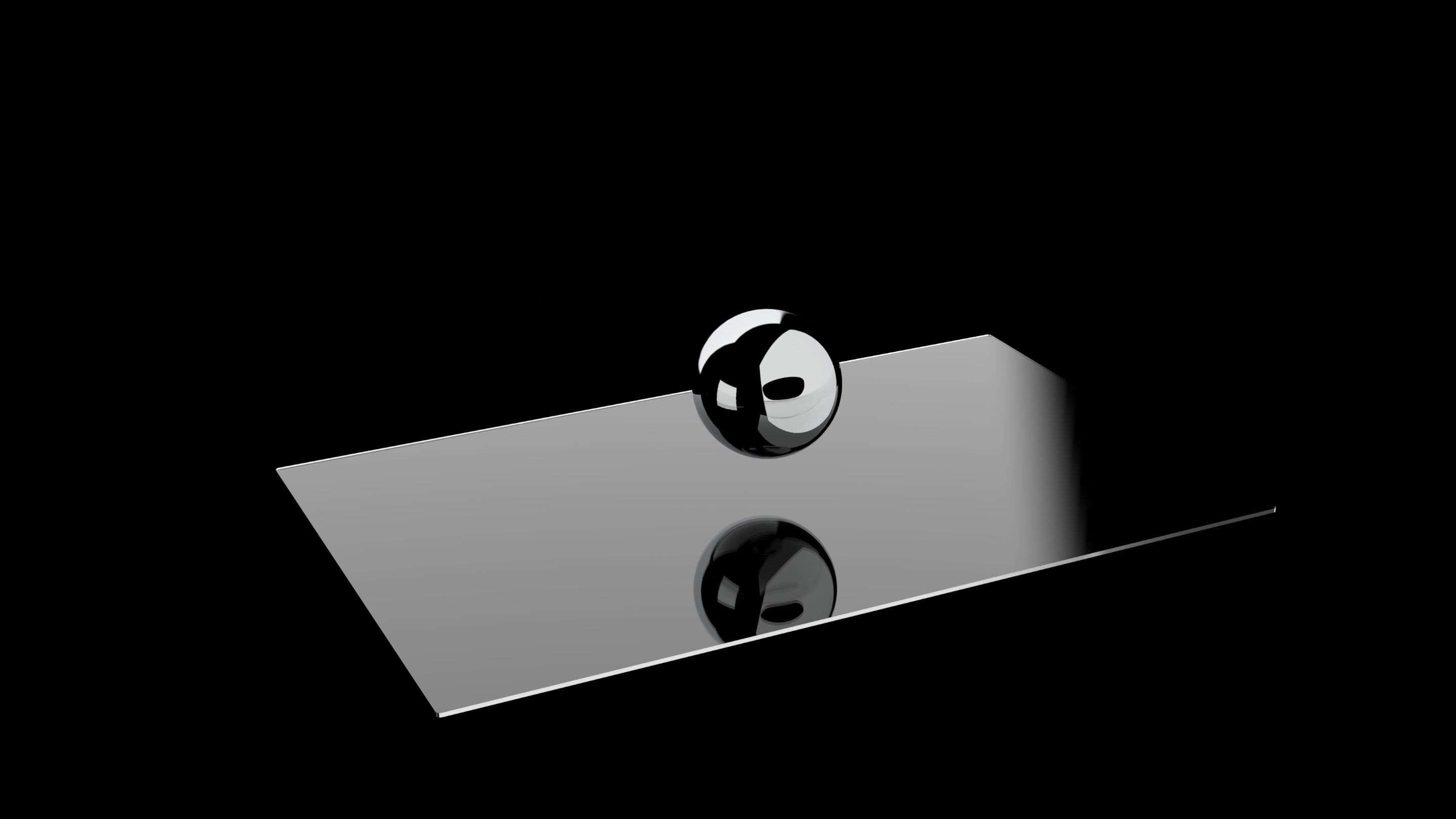 Impactinator® Vidro - Impactinator® vidro uma bola de prata em uma superfície retangular