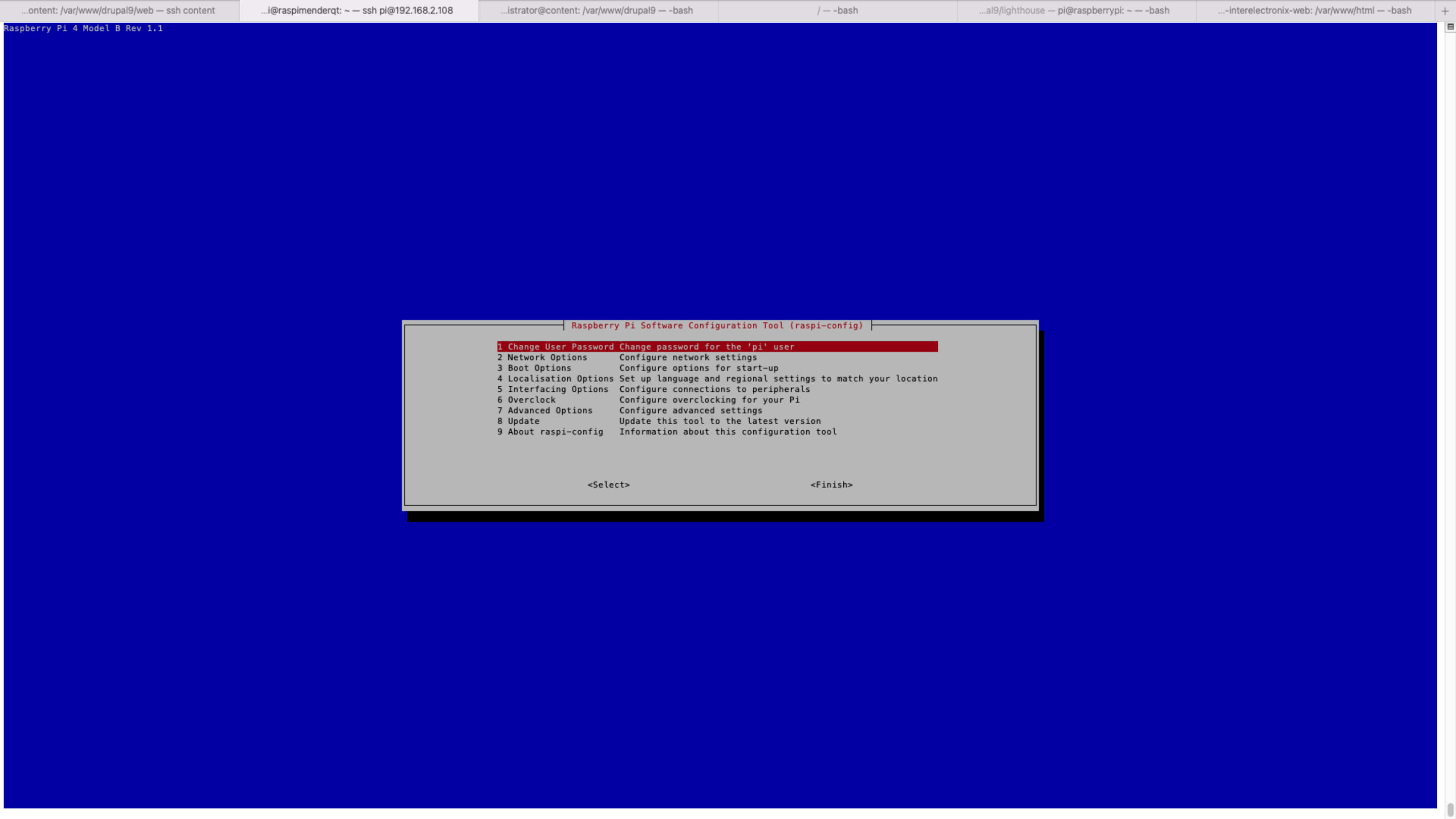 Schermata di configurazione di Raspberry