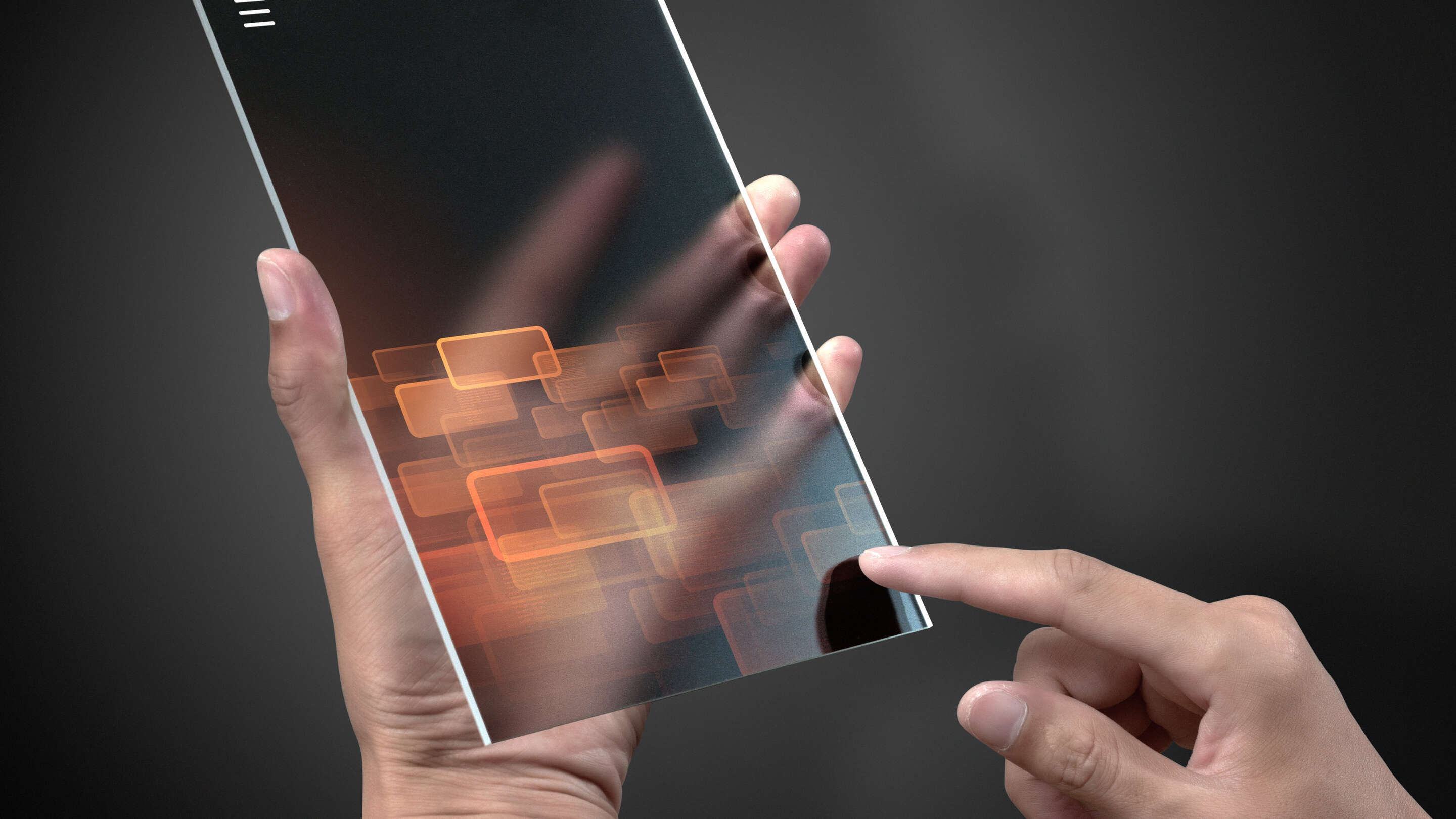 Développement - Prototypage d’une personne touchant un appareil transparent