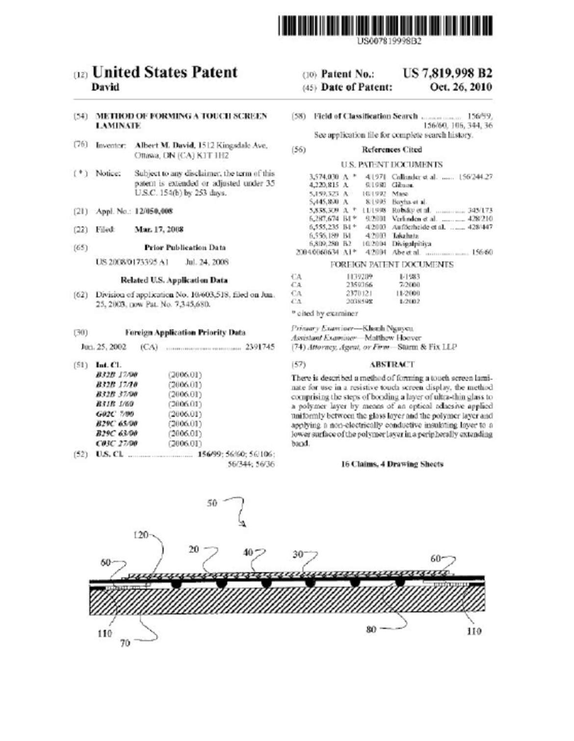 Touchscreen Patent US7819998