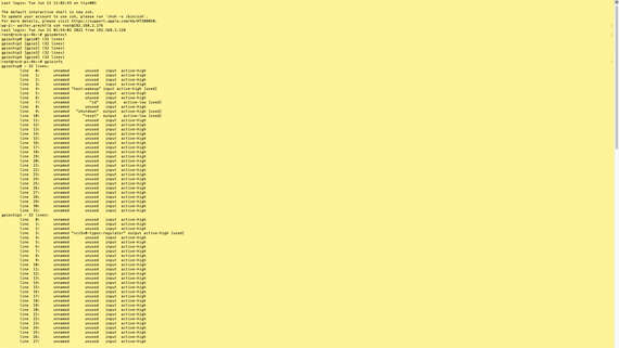 Embedded Software - libgpiod ein gelber Bildschirm mit schwarzem Text