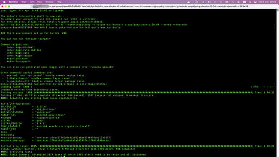 Inbäddad programvara Raspberry Pi - Yocto bygga Raspberry Pi 4 i en dockermiljö en skärmdump av en dator